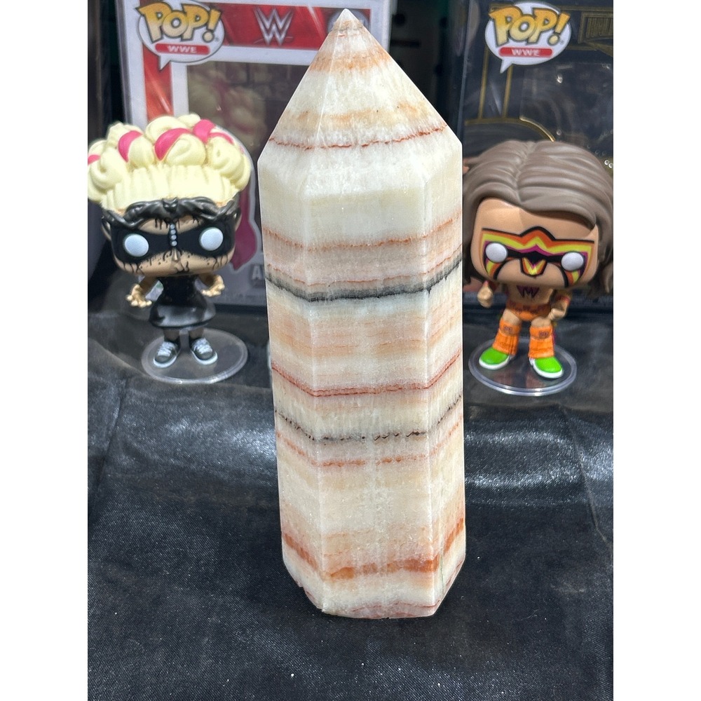 8inch 2lbs 11ozBanded Calcite Crystal Tower Polished Striped Mineral Specimen